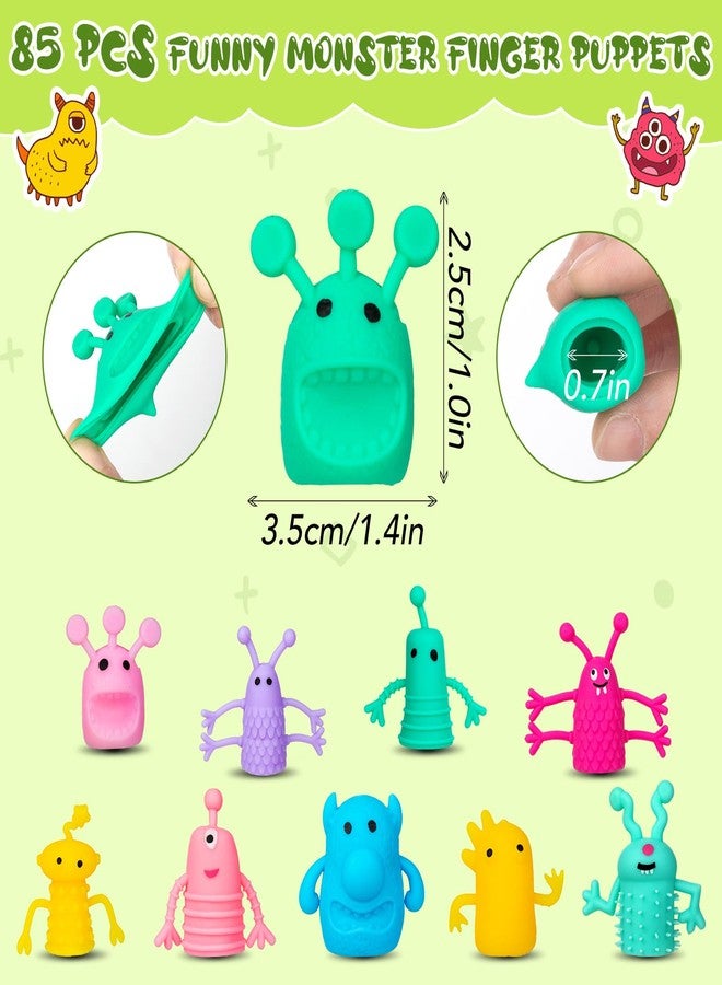 HFKPJRT 85 Pcs Rubber Monster Finger Puppets for Kids Toddlers, Funny Stretchy Finger Toy for Role Playing, Cute Finger Dolls for Birthday Party Favors, Easter, Halloween, Christmas, 16 Random Styles - Image 2